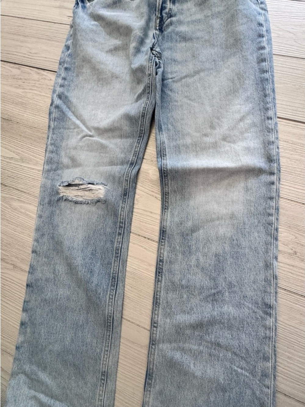 Light Wash womens Straight Leg Jeans - Light Blue